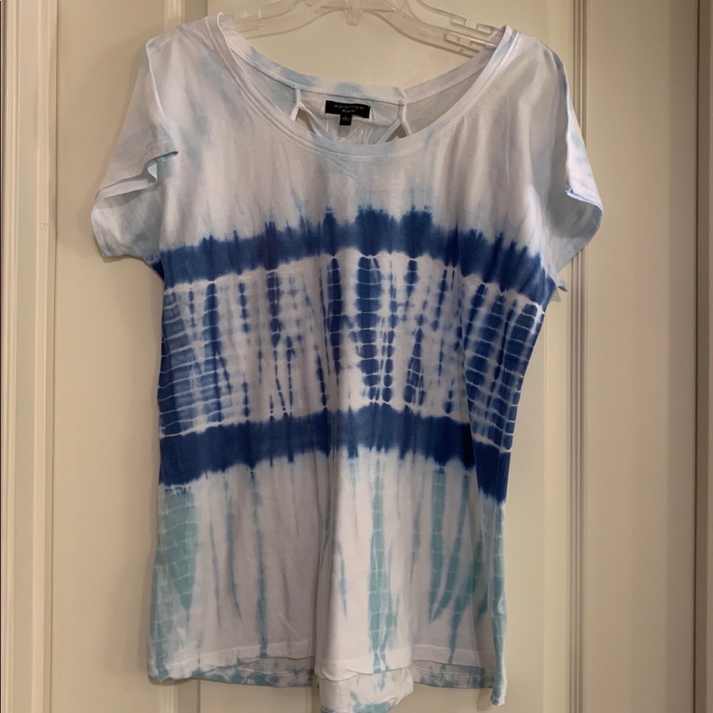 Spence Knits Blue and White Tie Dyed Top